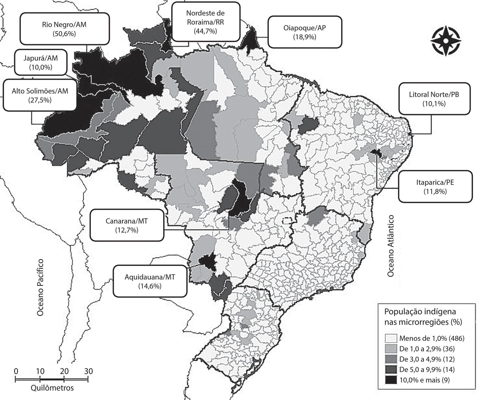 Mortalidade infantil de indígenas e não indígenas nas microrregiões do Brasil