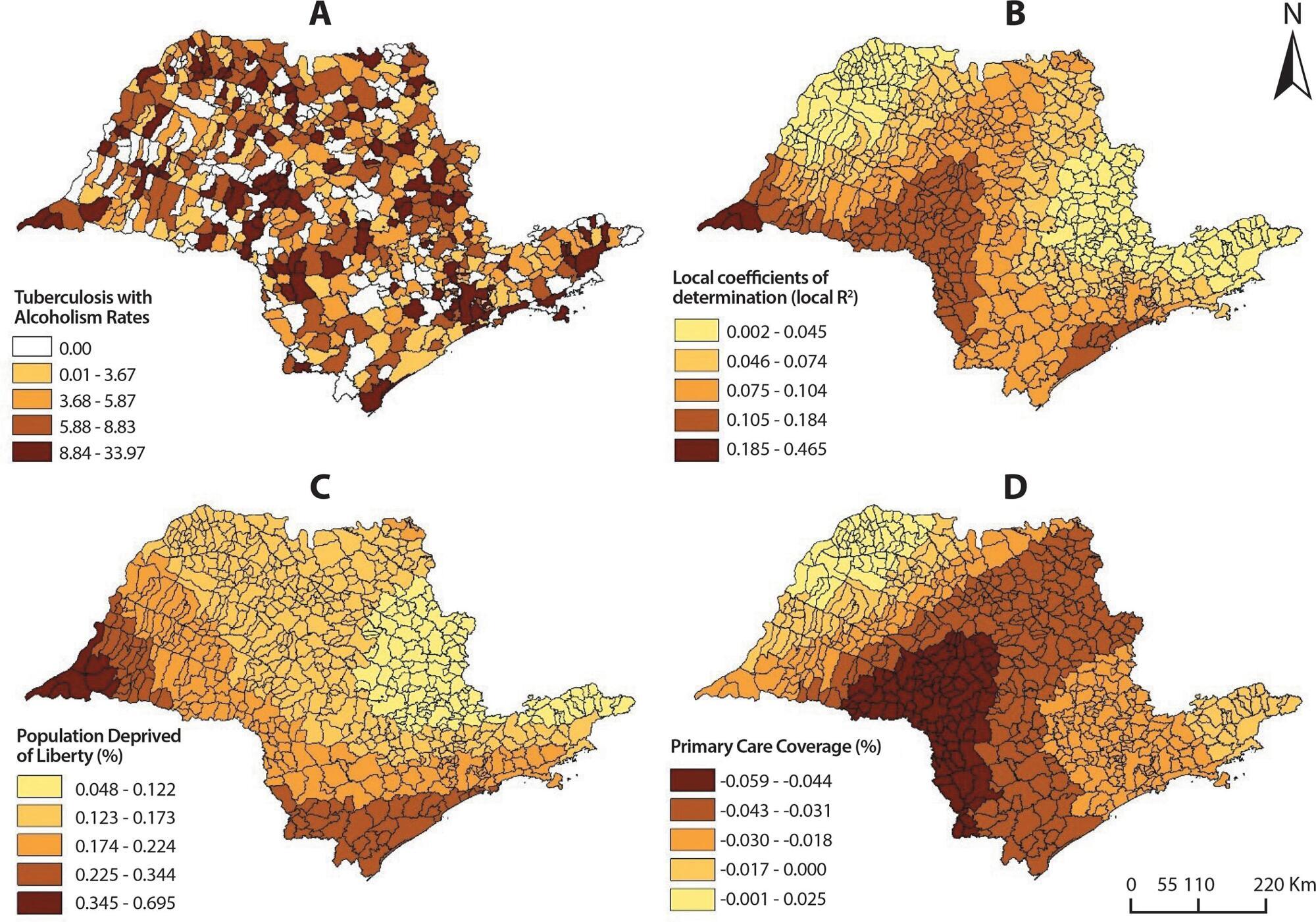 Spatial analysis of cases of Tuberculosis with Mental Disorders in São Paulo